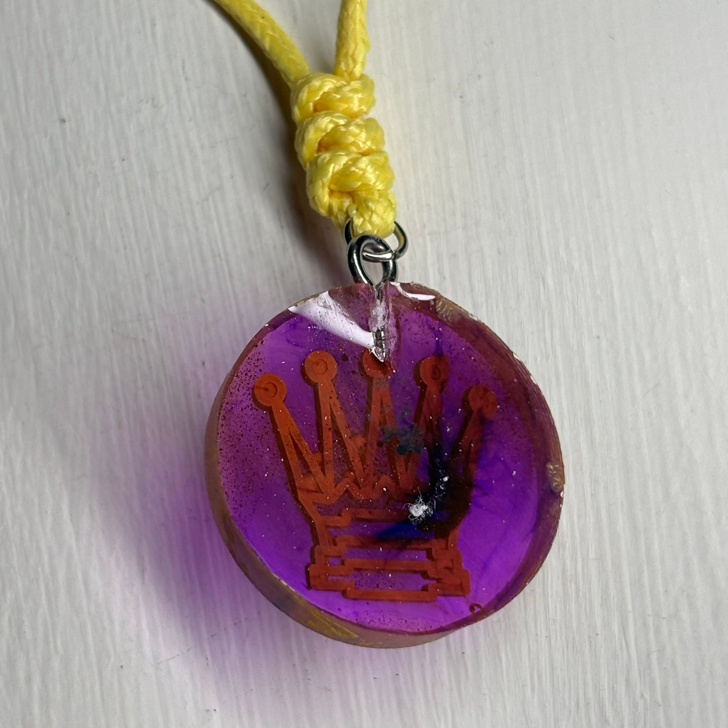Purple Translucent Queen - Handmade Resin Chess Necklace