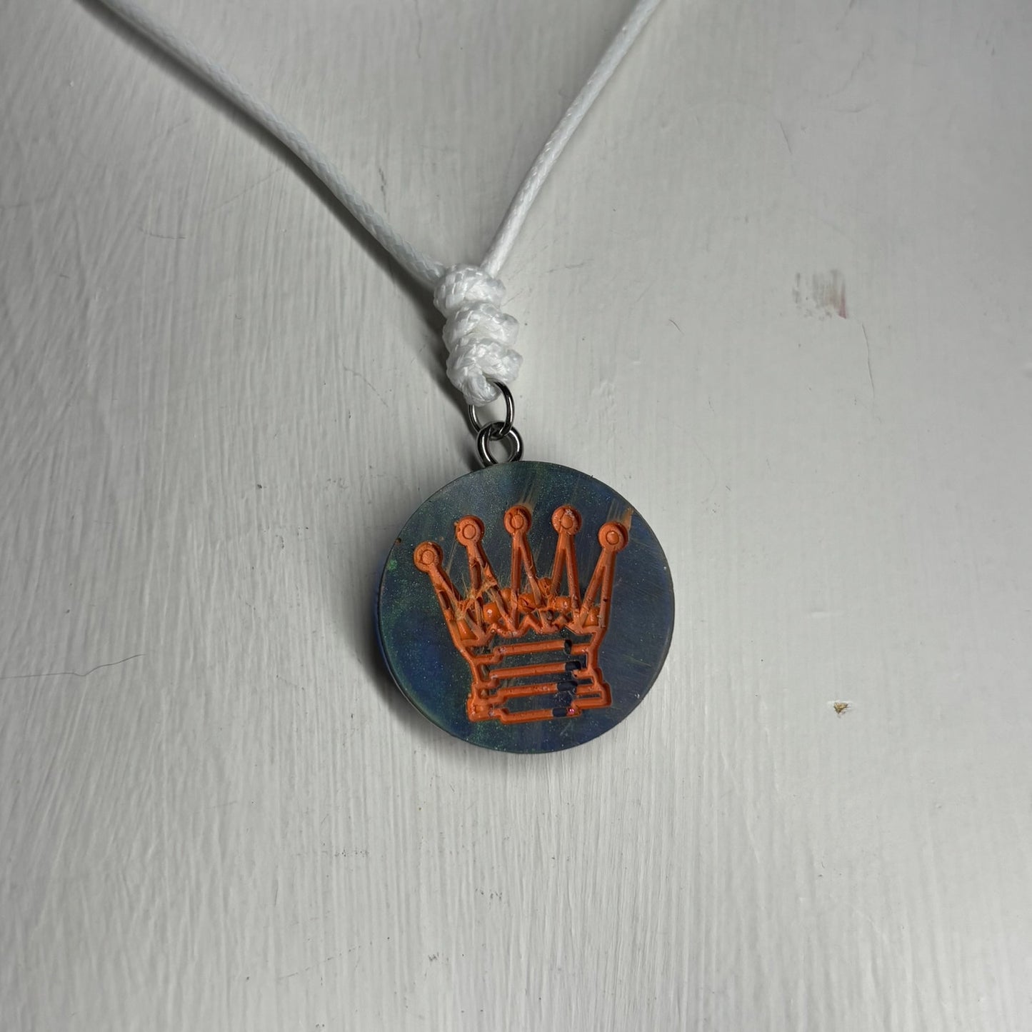 Prestigious Orange King - Handmade Resin Chess Necklace