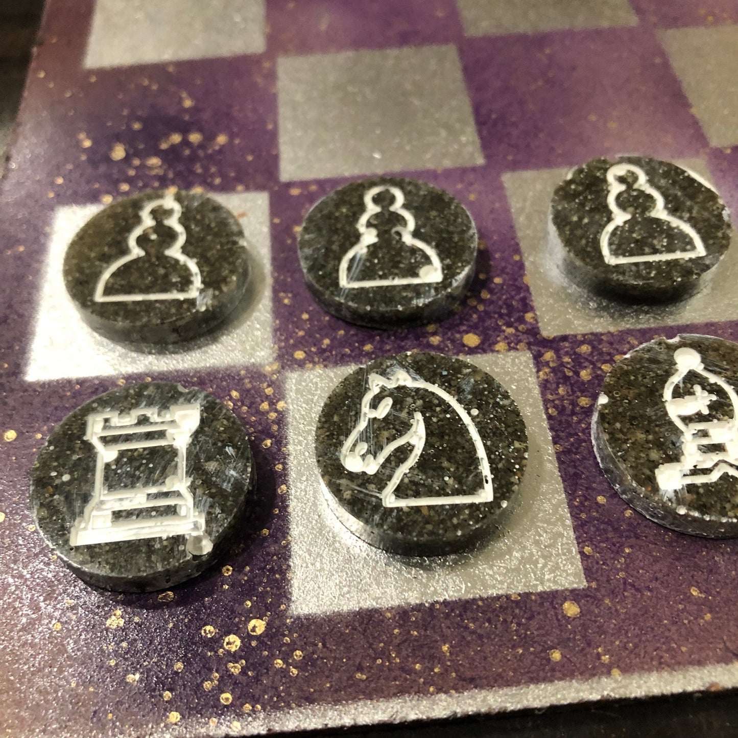 Purple Chrome Space- Painted Chess Set
