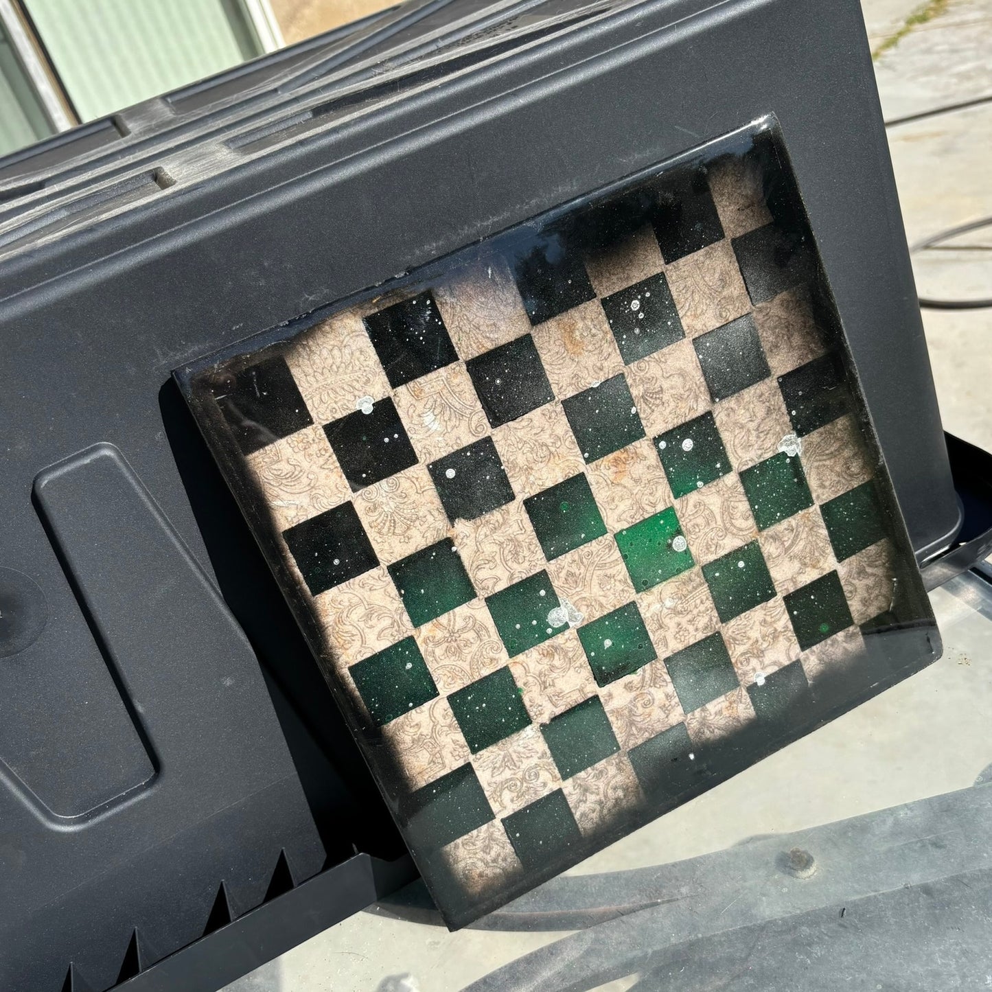 Vintage Green - Resin Coated Chess Board