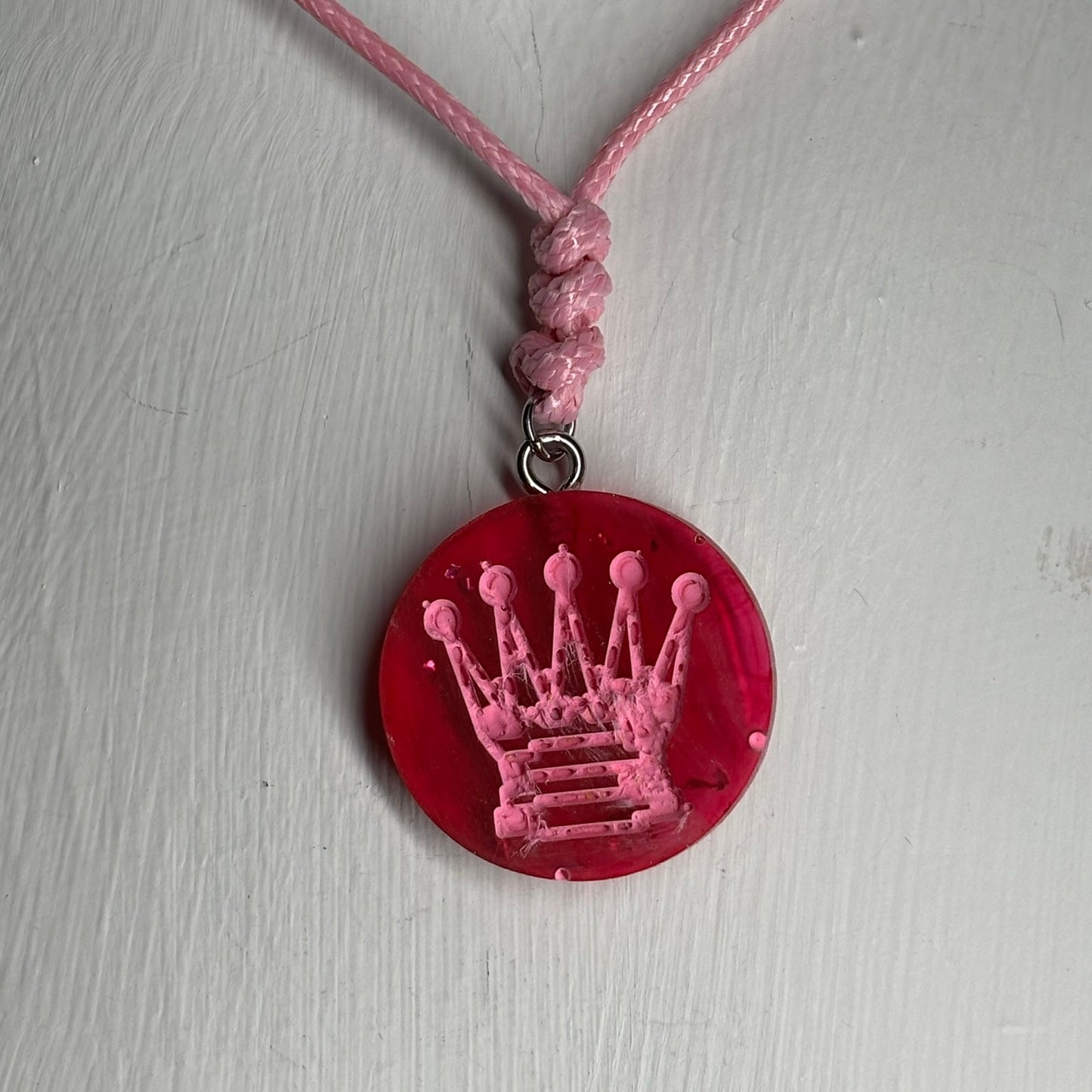 Silky Pink Queen - Handmade Resin Chess Necklace