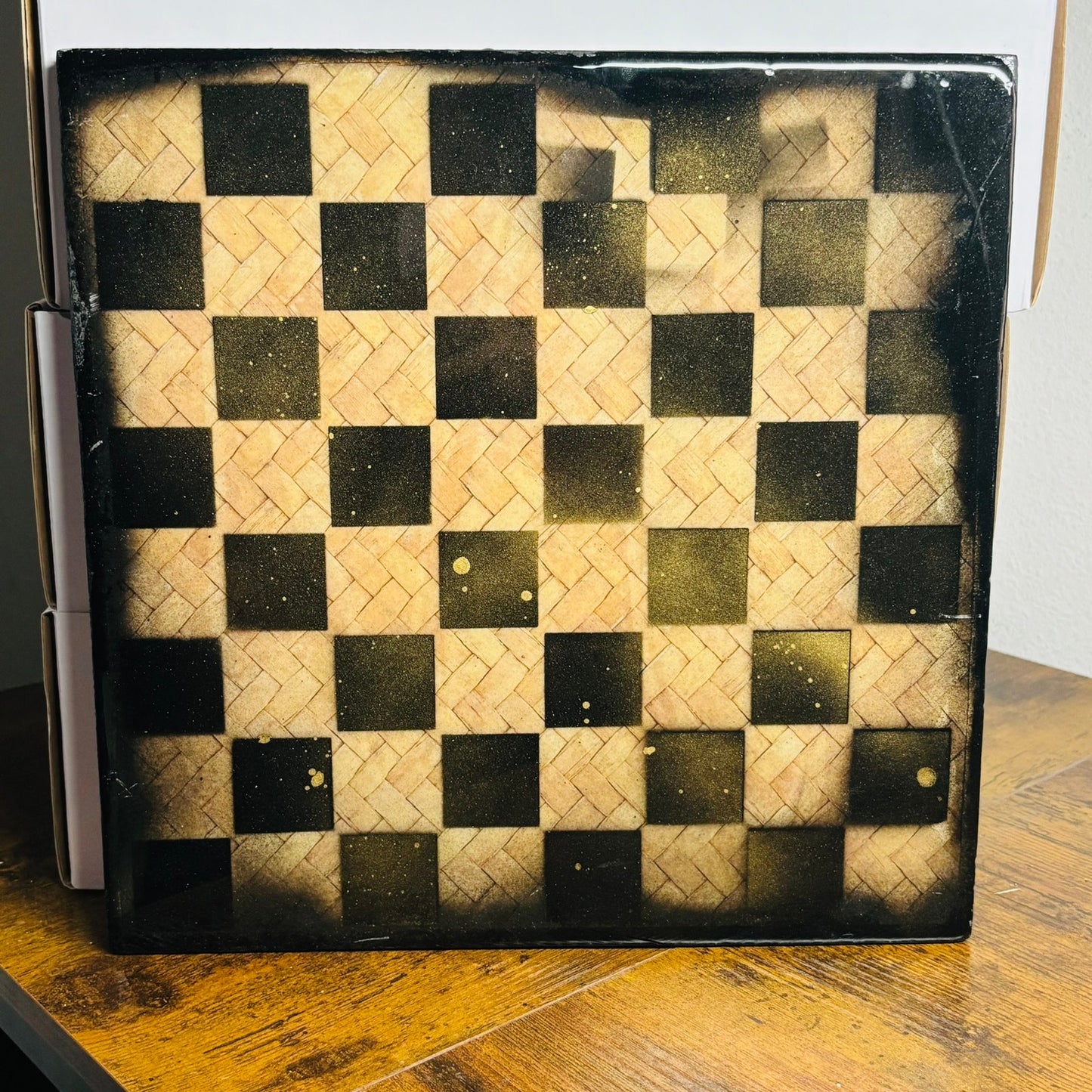 Vintage Basket - Resin Coated Chess Board