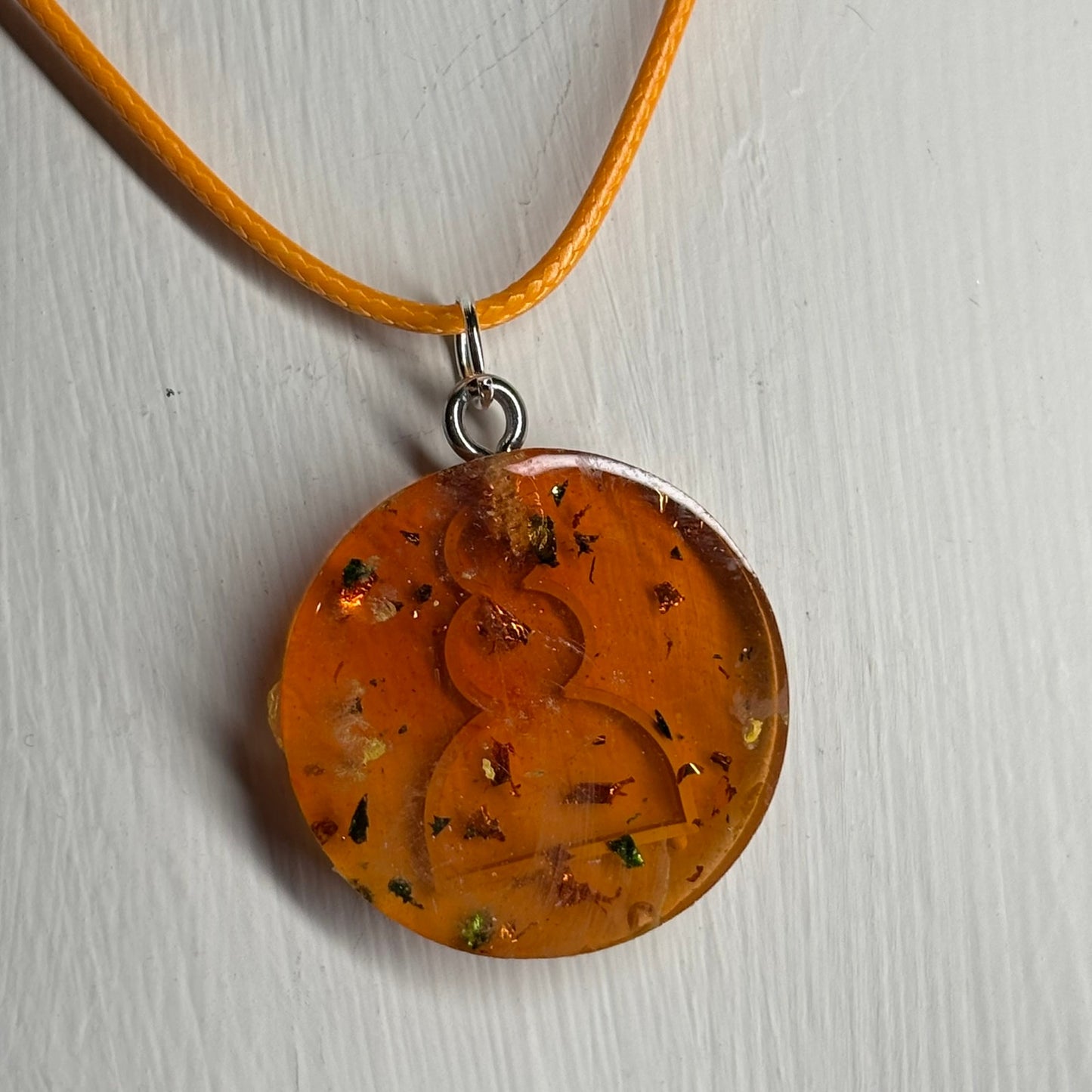 Orange Amber Pawn - Handmade Resin Chess Necklace