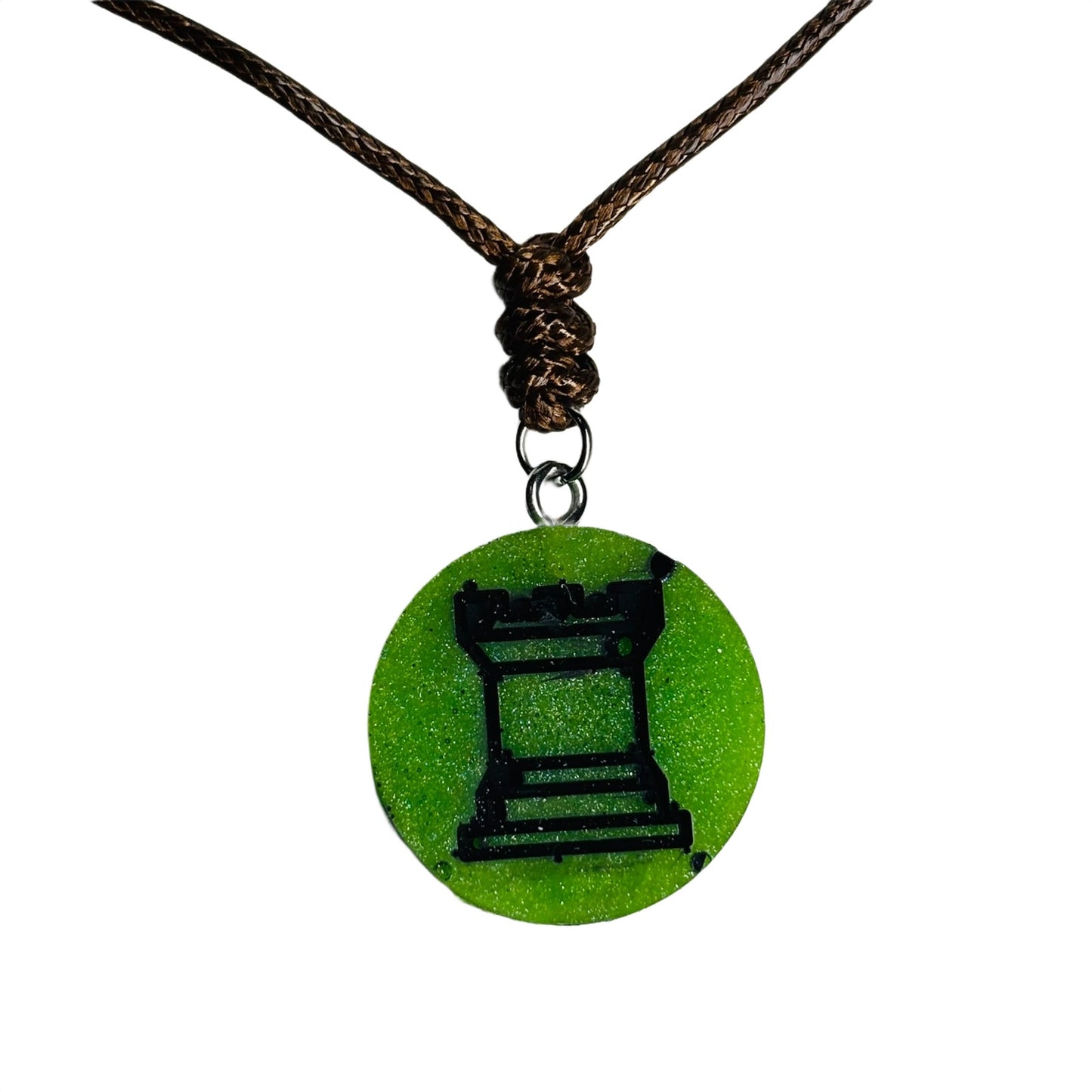 Green Rook - Handmade Resin Chess Necklace