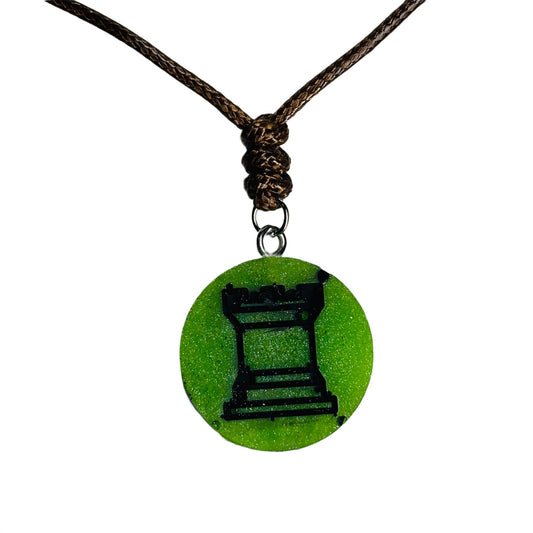 Green Rook - Handmade Resin Chess Necklace