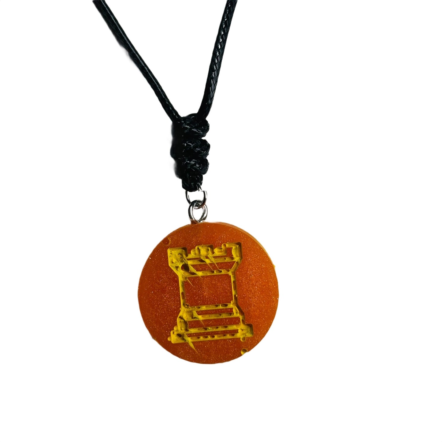 Orange Rook - Handmade Resin Chess Necklace