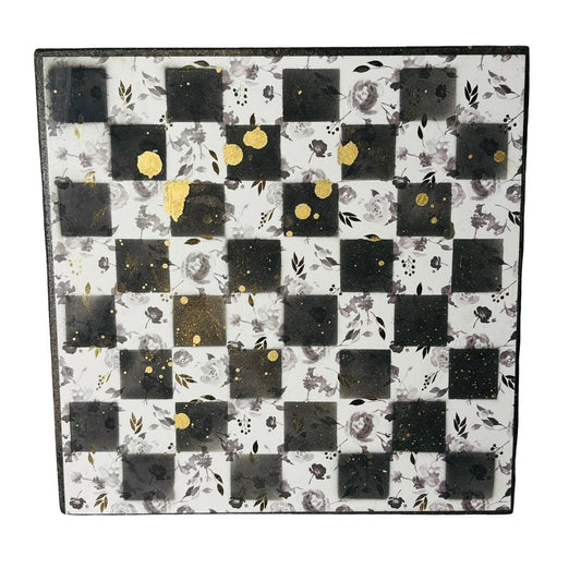 Black & White Golden Drip - Scrapbook Chess Board