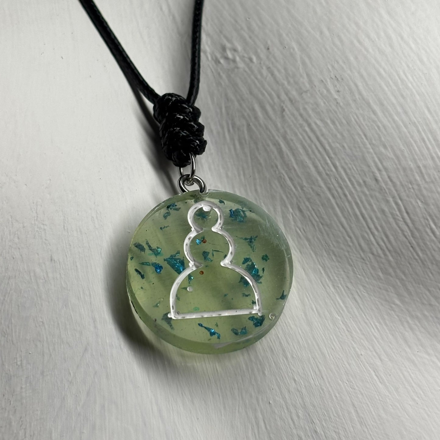 Crystal Green Pawn - Handmade Resin Chess Necklace