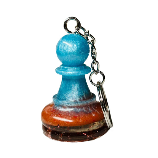 Blue Royal Pawn - Handmade Resin Keychain - Large Edition