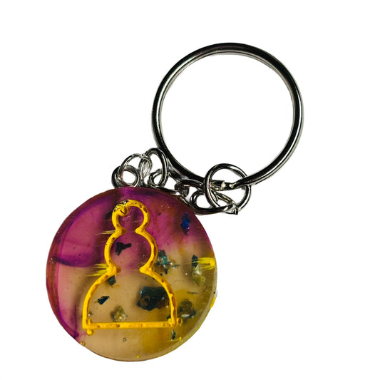 Pink Yellow Pawn Mesh - Handmade Resin Keychain