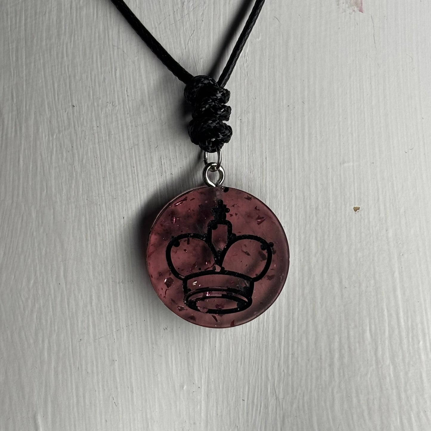 Royal Violet Red Pawn - Handmade Resin Chess Necklace