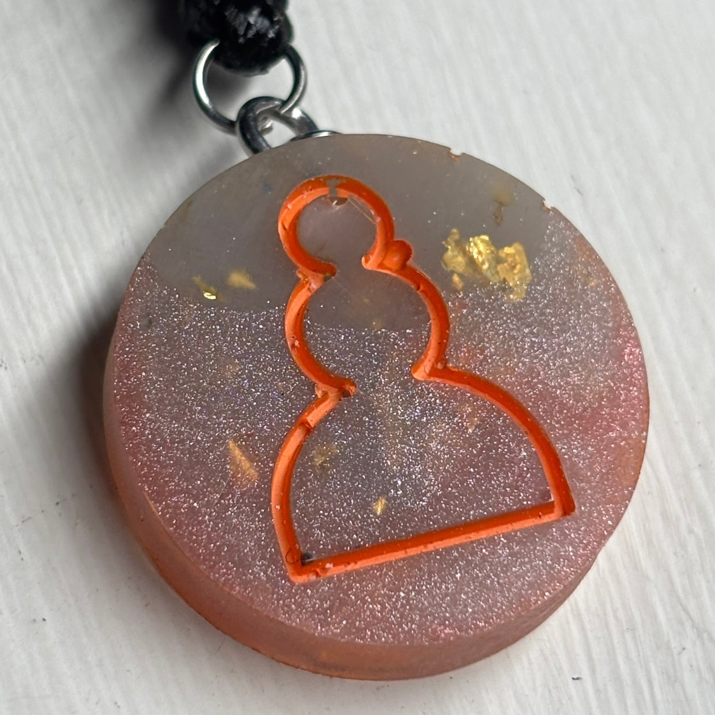 Crystal Orange Pawn - Handmade Resin Chess Necklace
