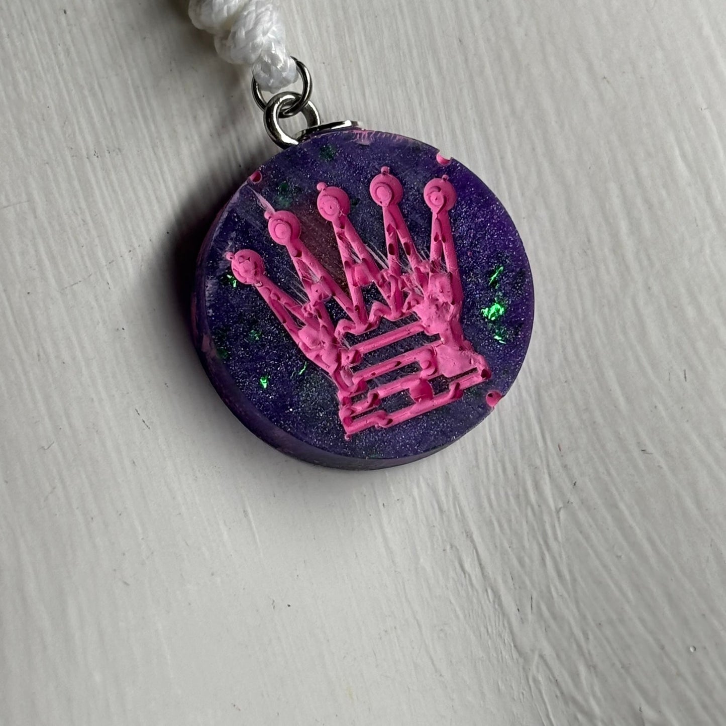 Sparkle Purple Queen - Handmade Resin Chess Necklace