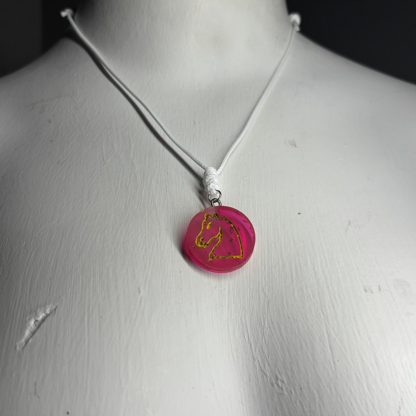 Cherry Red Knight - Handmade Resin Chess Necklace