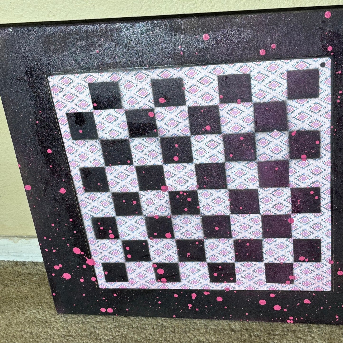Pink Patterned Drip - Large Scrapbook Chess Board