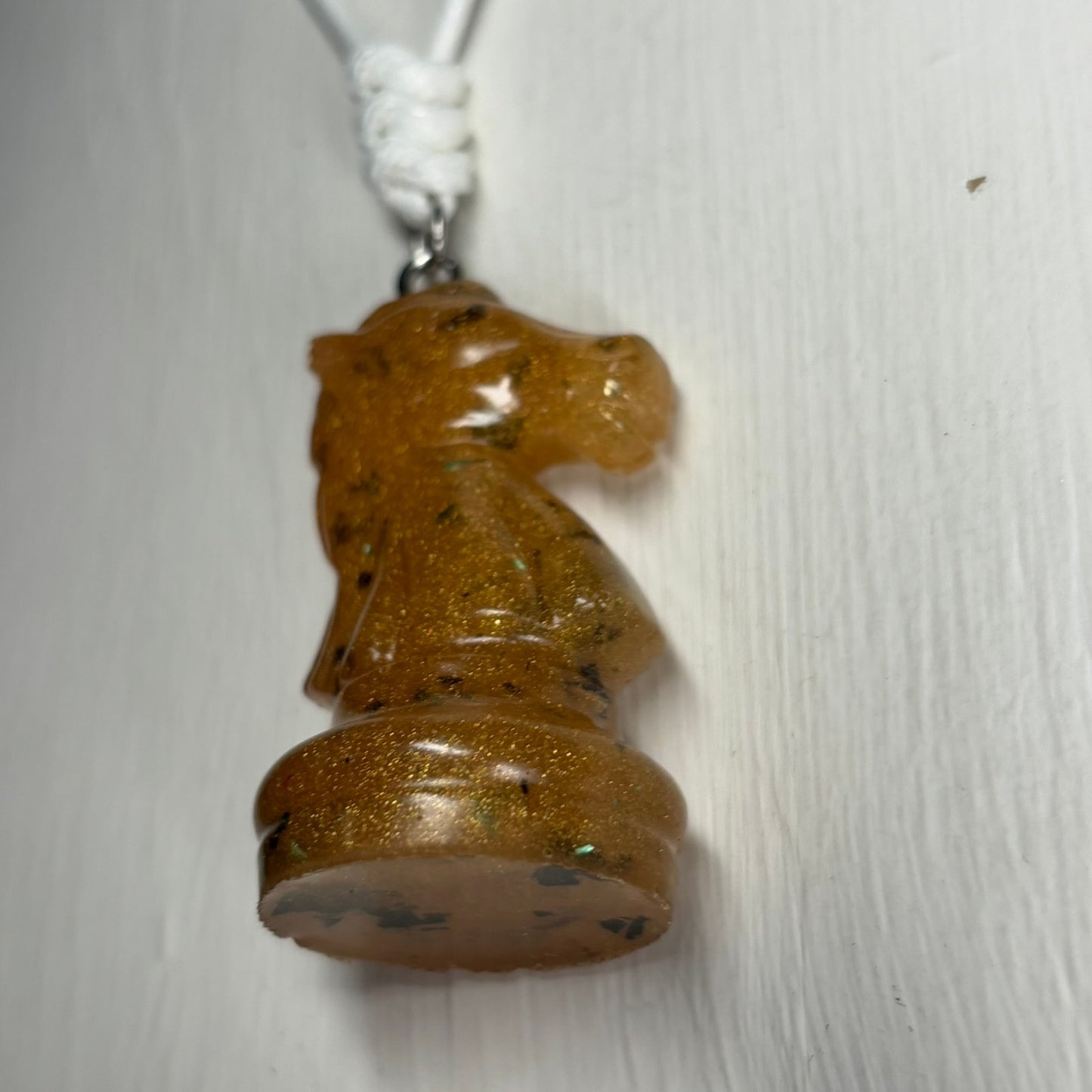 Spotted Yellow Knight - Handmade Resin Chess Necklace