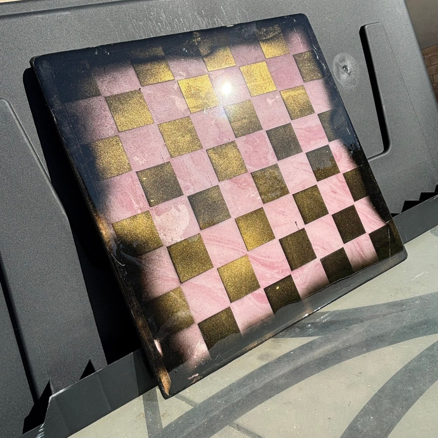 Pink Gold Mesh - Resin Coated Chess Board