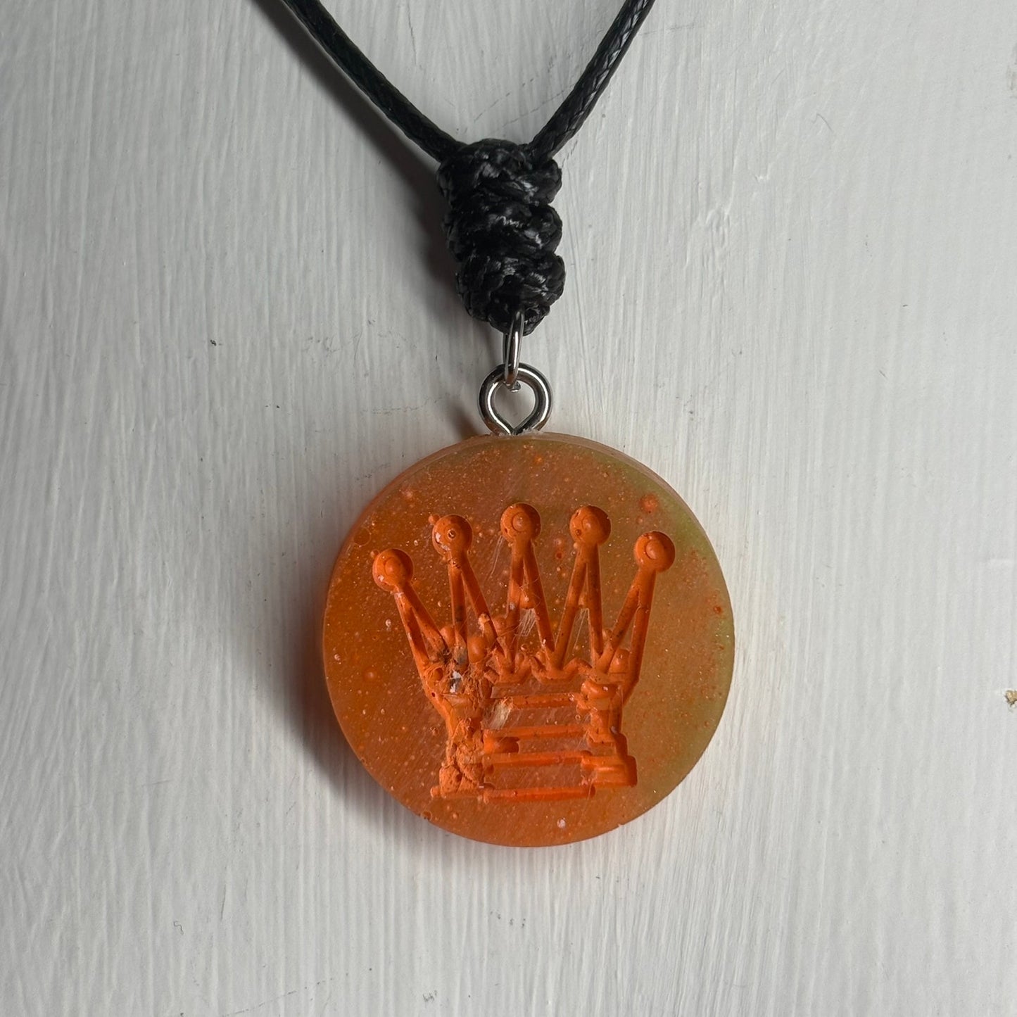 Sunset Orange Queen - Handmade Resin Chess Necklace