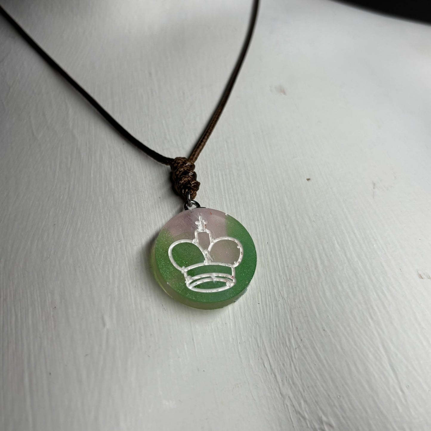 Vintage Green King - Handmade Resin Chess Necklace