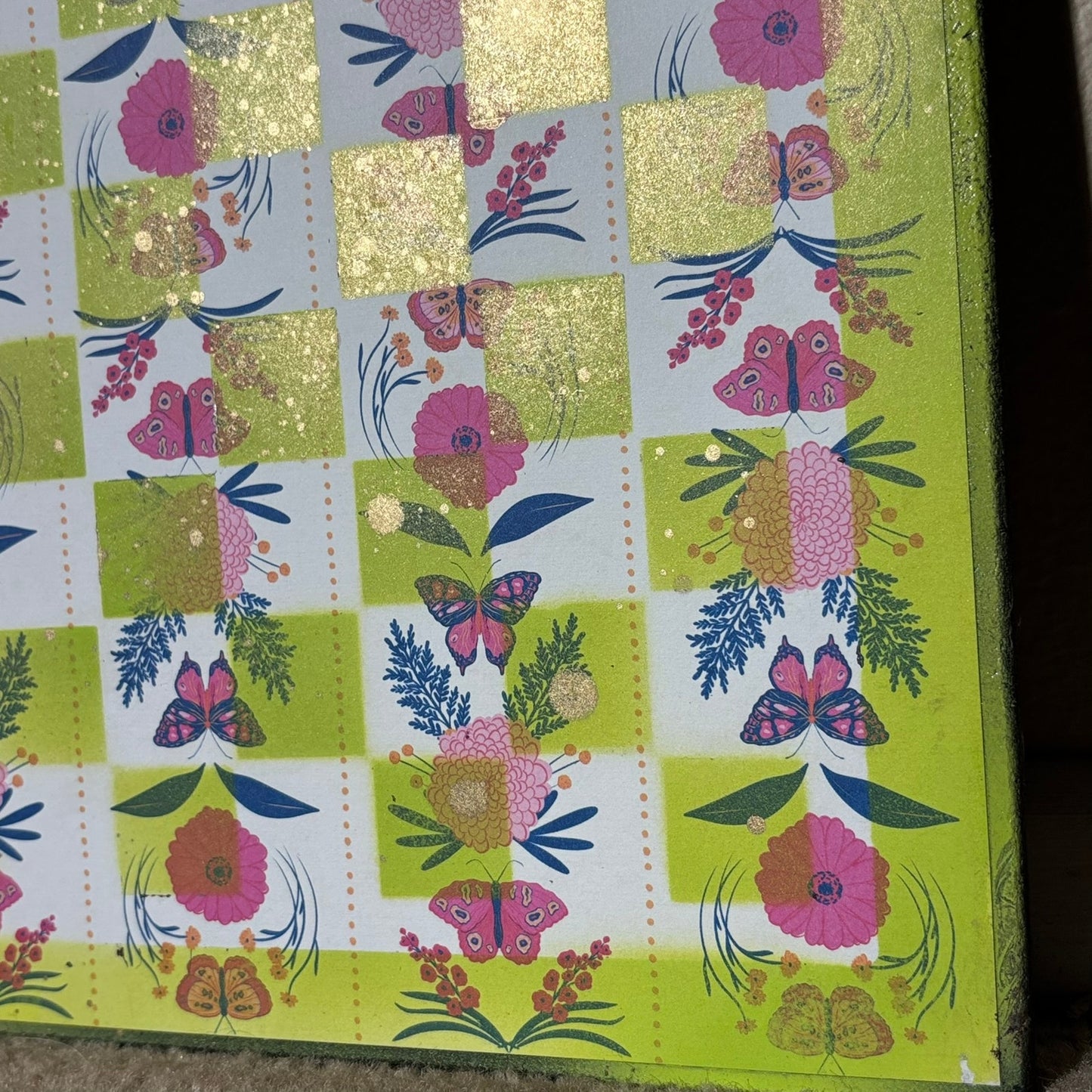 Neon Green Garden - Scrapbook Chess Board