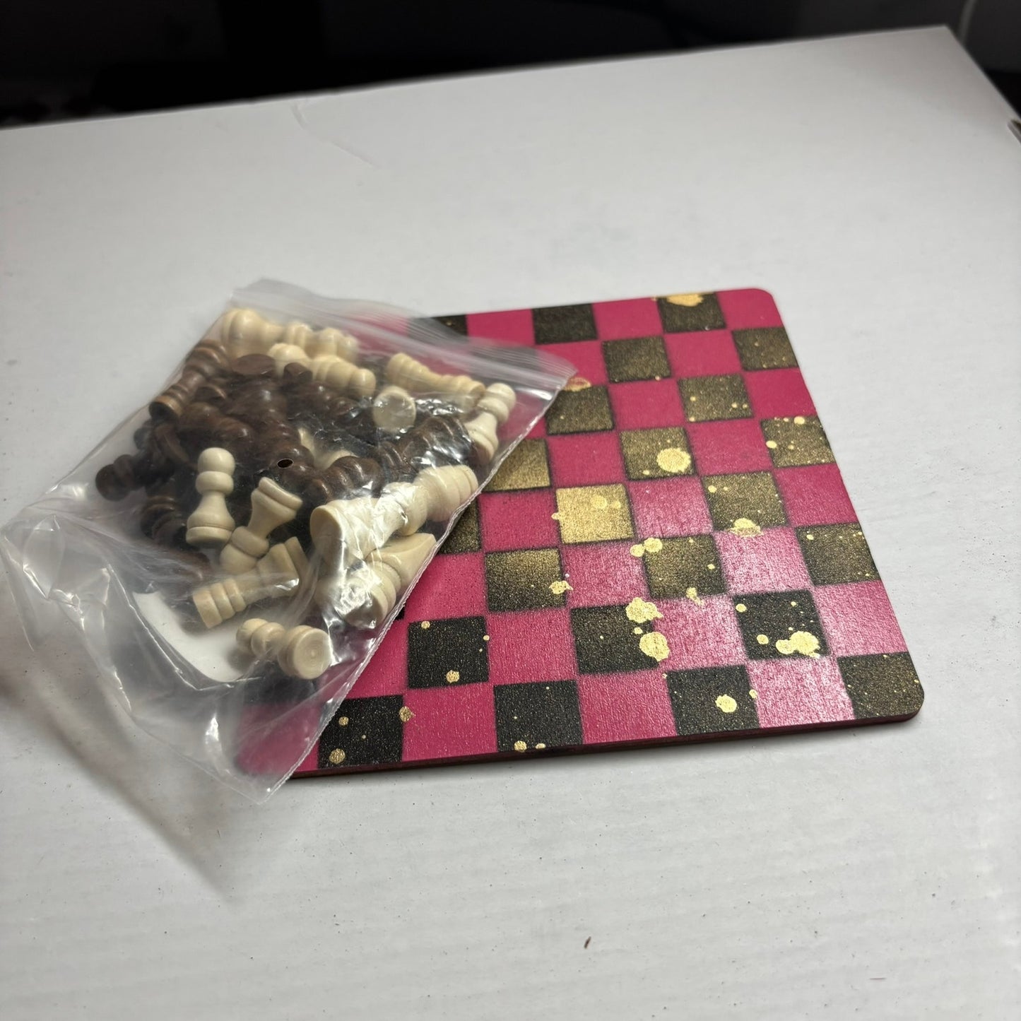Red Black Golden Drip - Mini Chess Set
