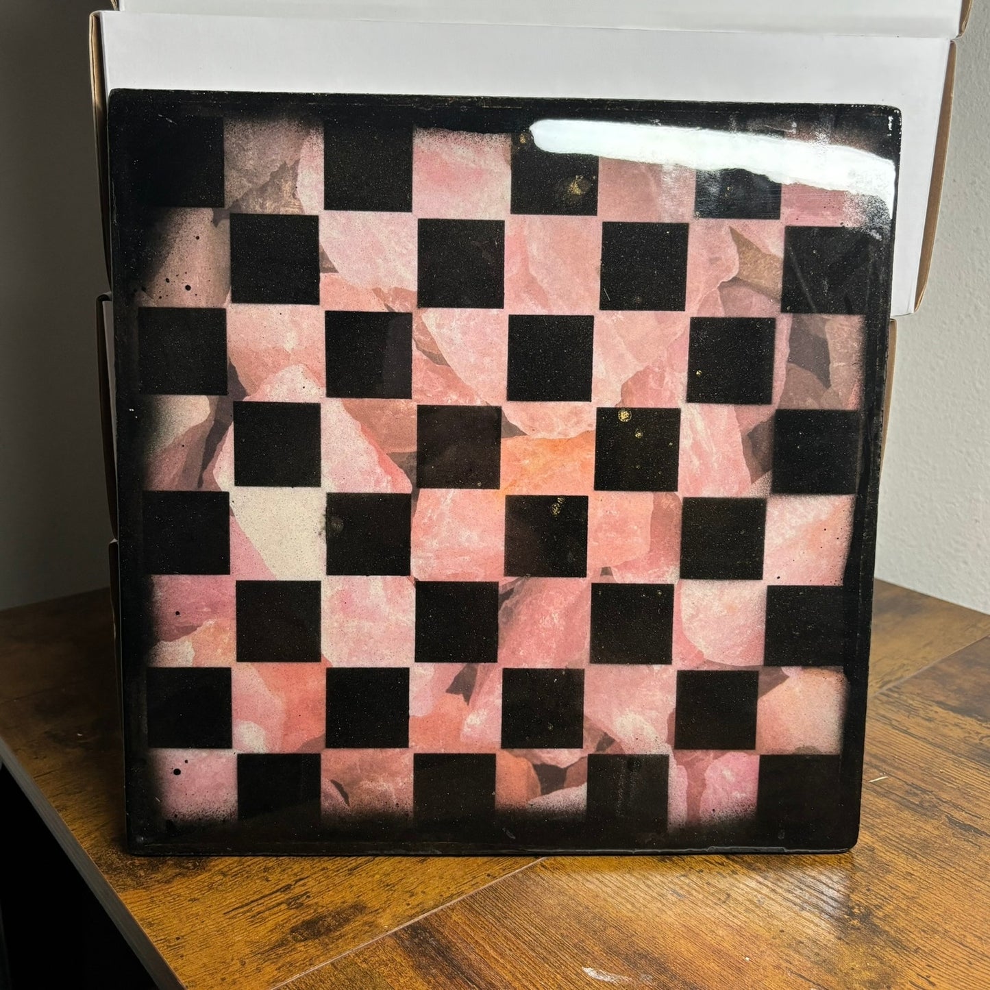 Soft Pink Rock - Resin Coated Chess Board