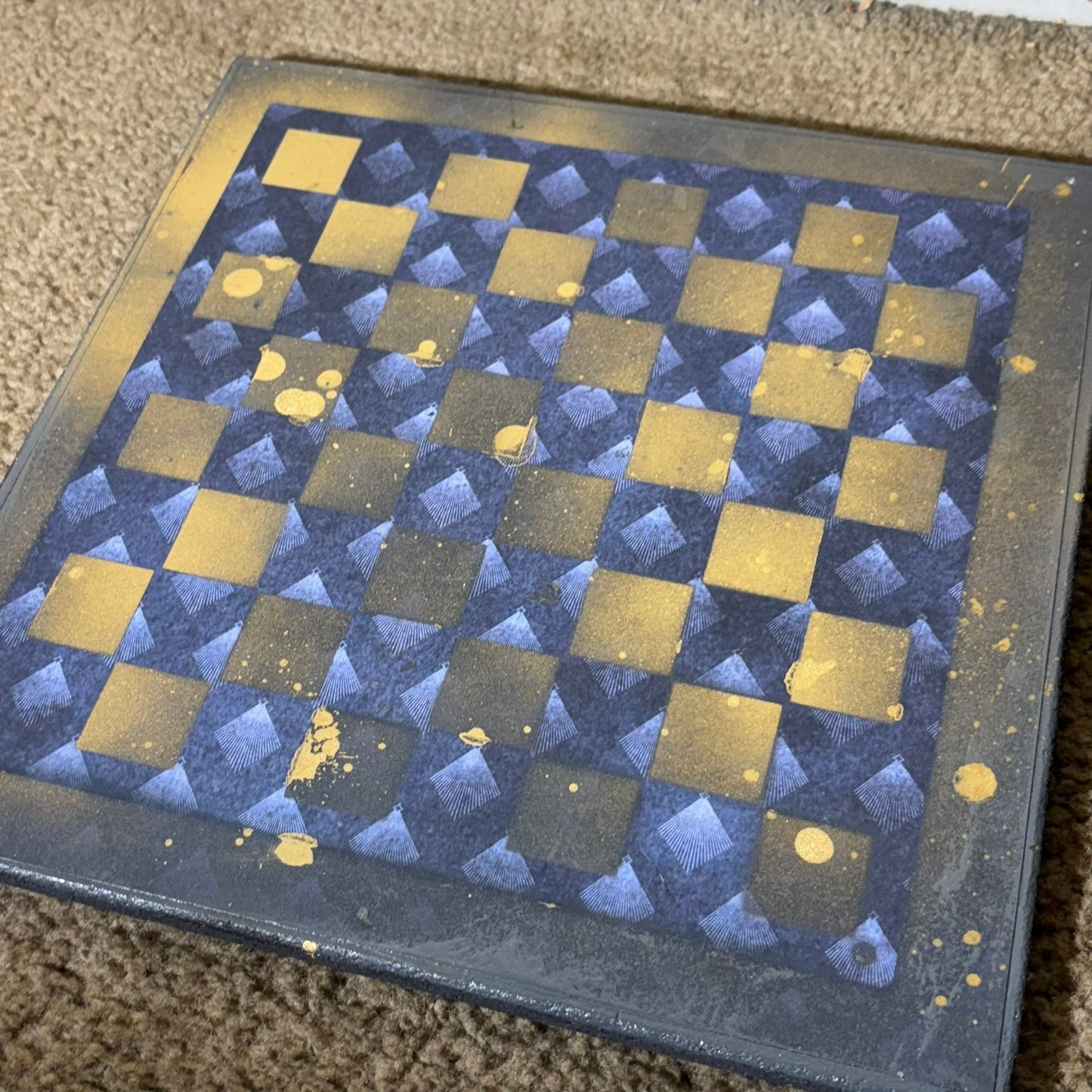 Golden Dark Blue - Scrapbook Chess Board