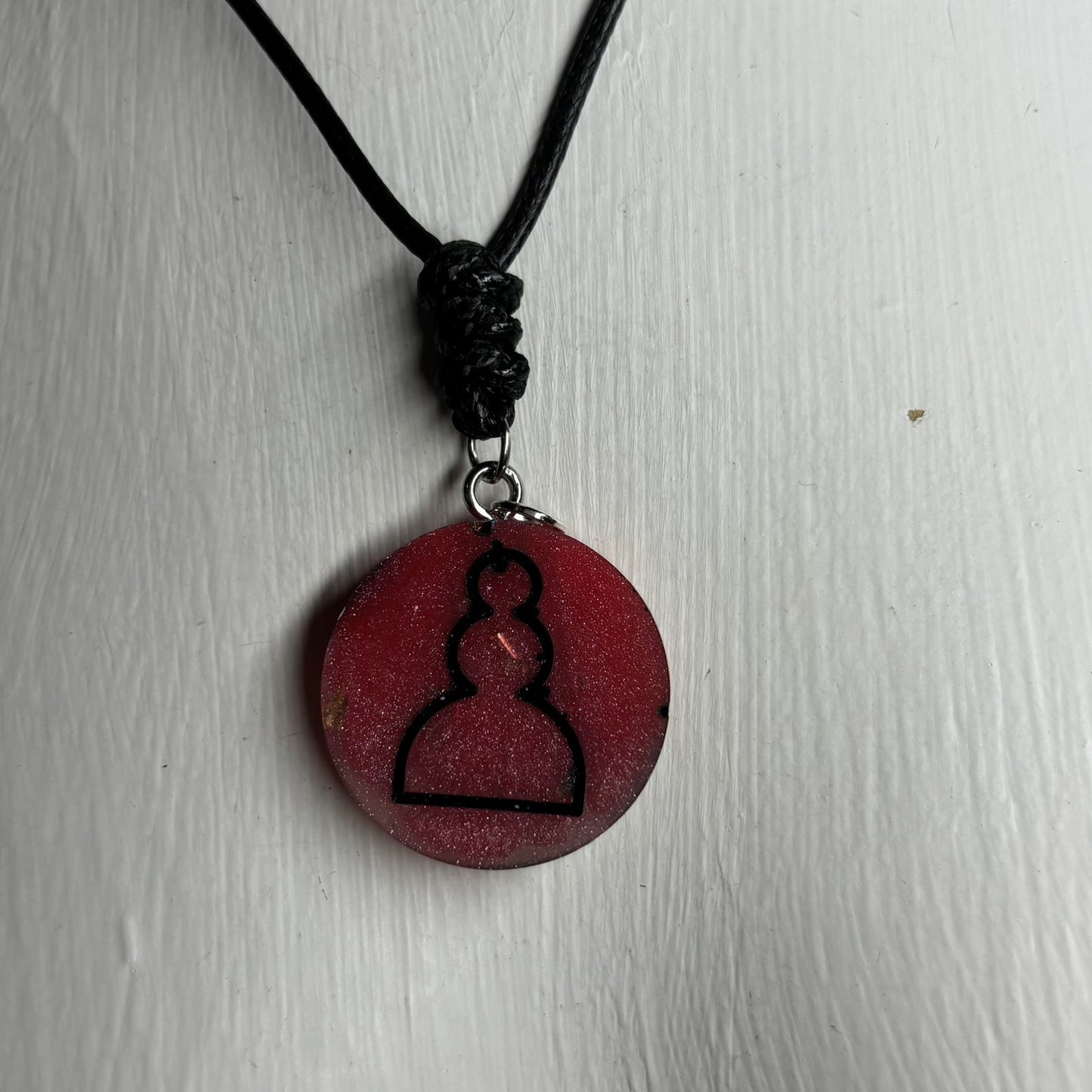 Dark Red Pawn - Handmade Resin Chess Necklace