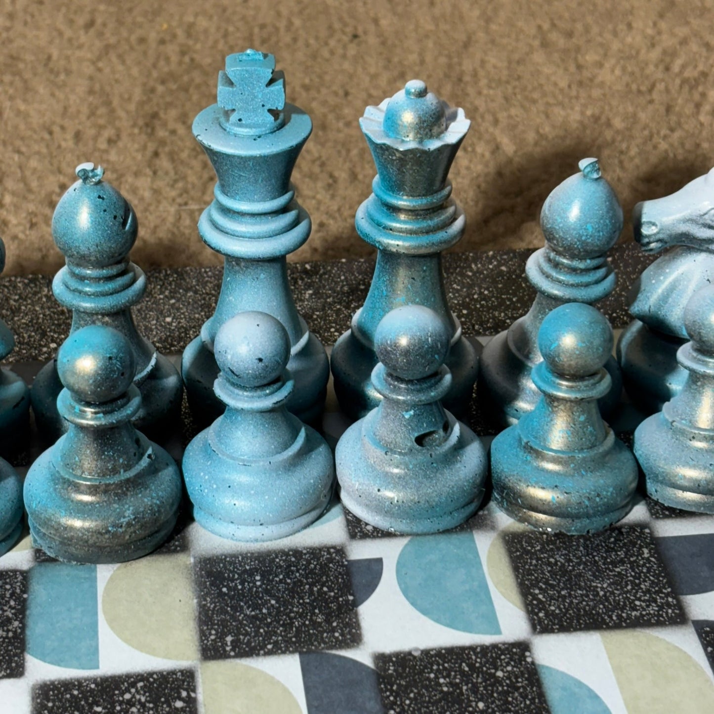 Vintage Blue - Large Deluxe Chess Set