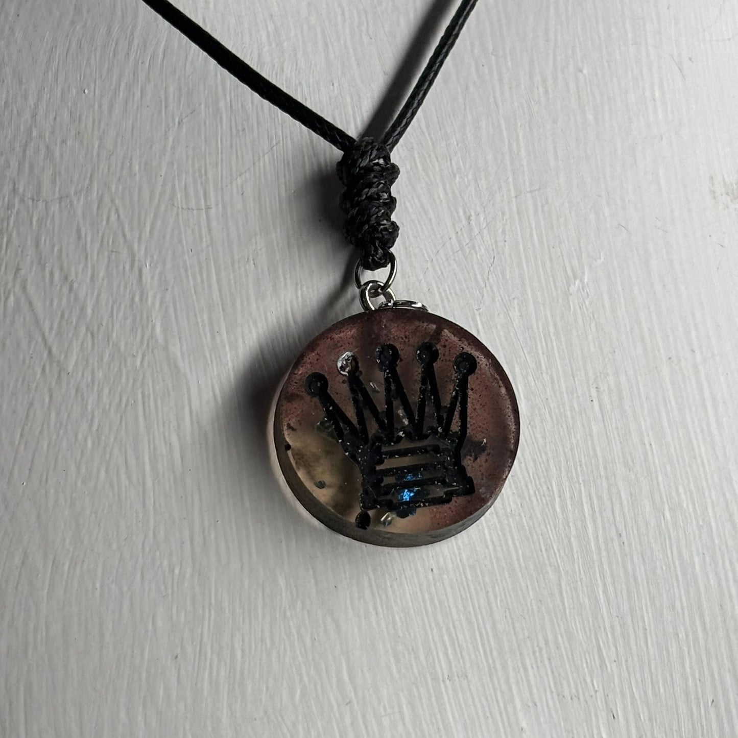 Coffee Brown Queen - Handmade Resin Chess Necklace