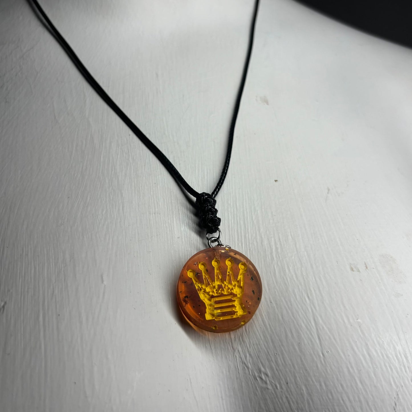 Fire Orange Queen - Handmade Resin Chess Necklace