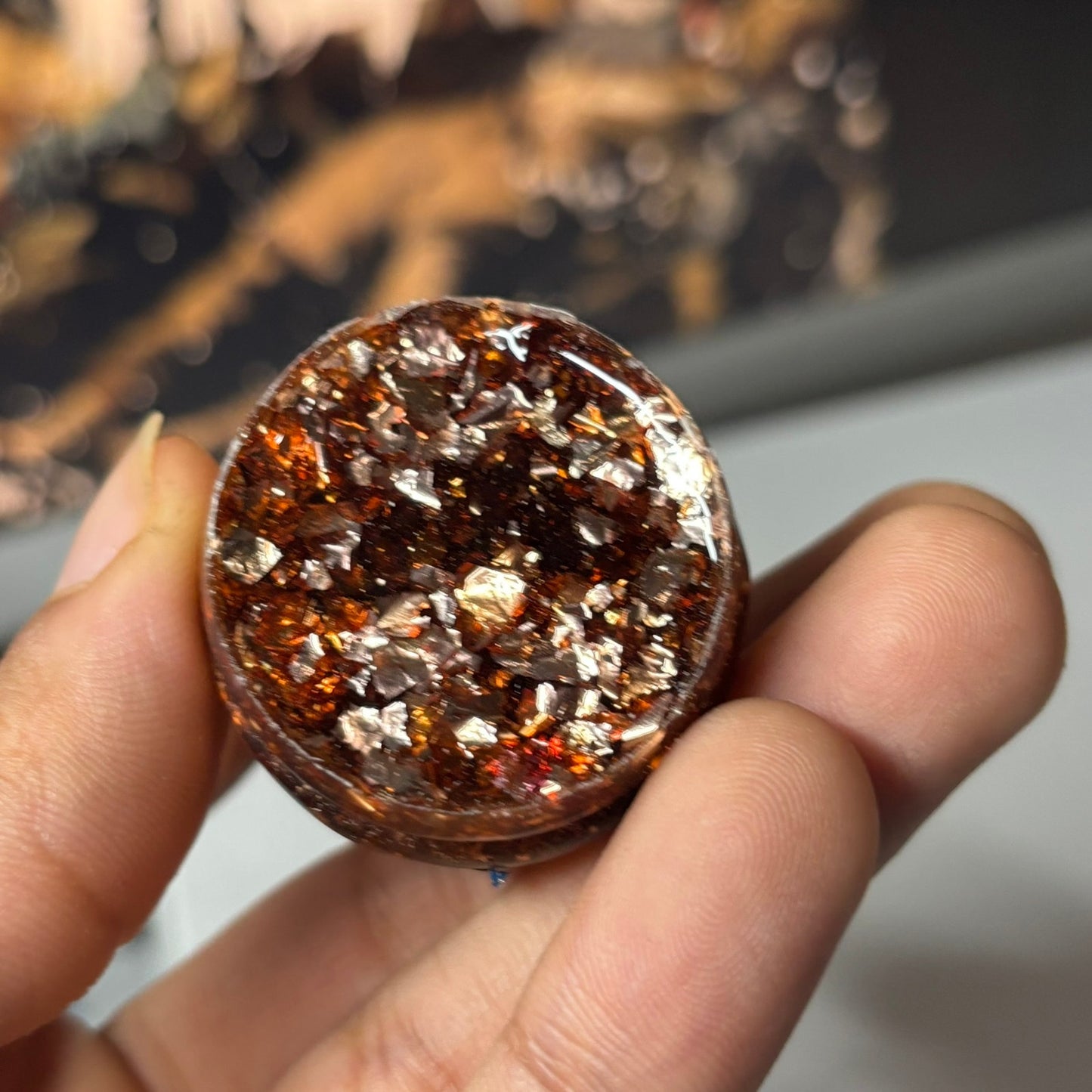 Amber Crystal King - Handmade Resin Keychain - Large Edition