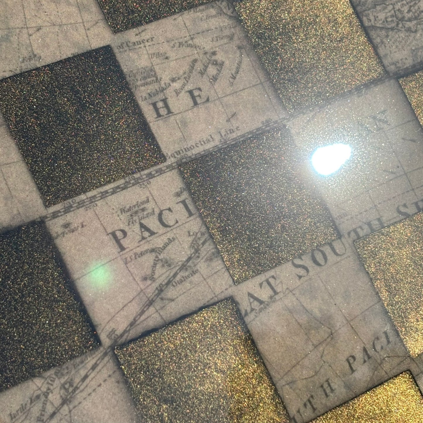 Vintage Map With Golden Mist - Resin Coated Chess Board
