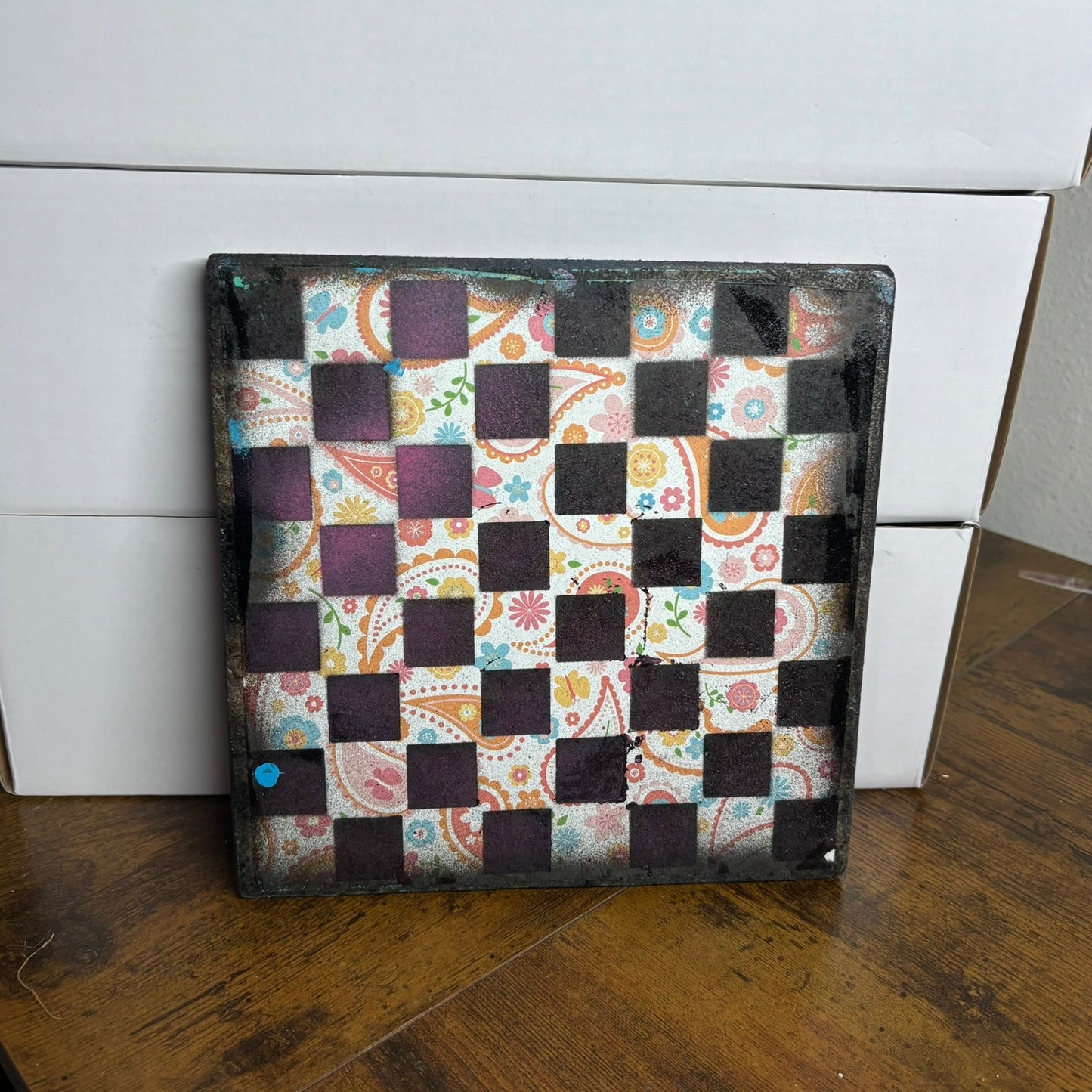 Pink & Blue - Painted Double Sided Chess Board