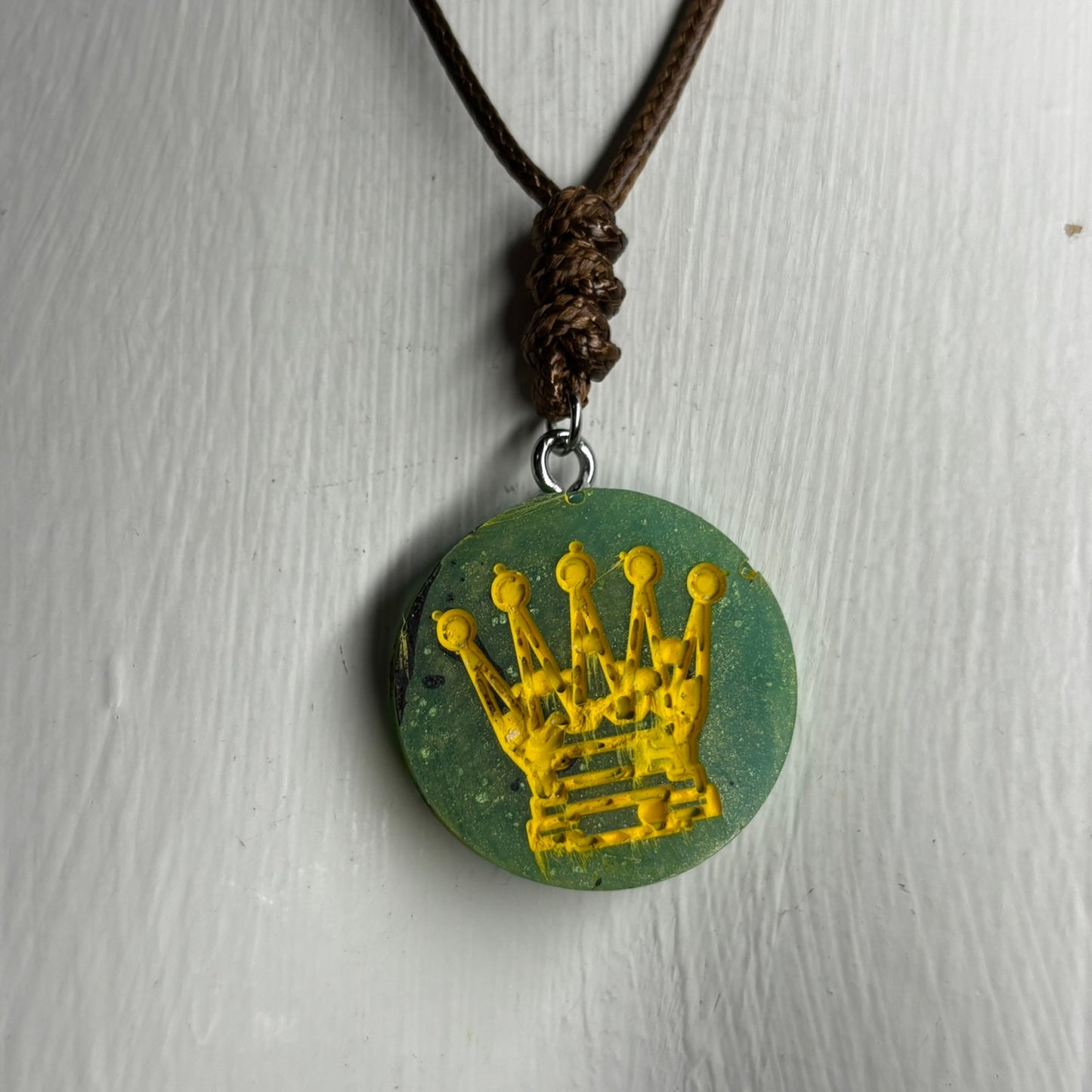 Natured Green Queen - Handmade Resin Chess Necklace