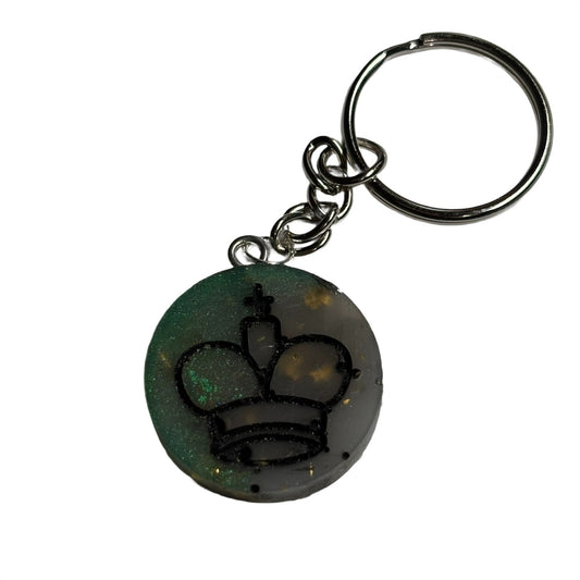 Green Gray King Handmade Resin Keychain - Flat Edition