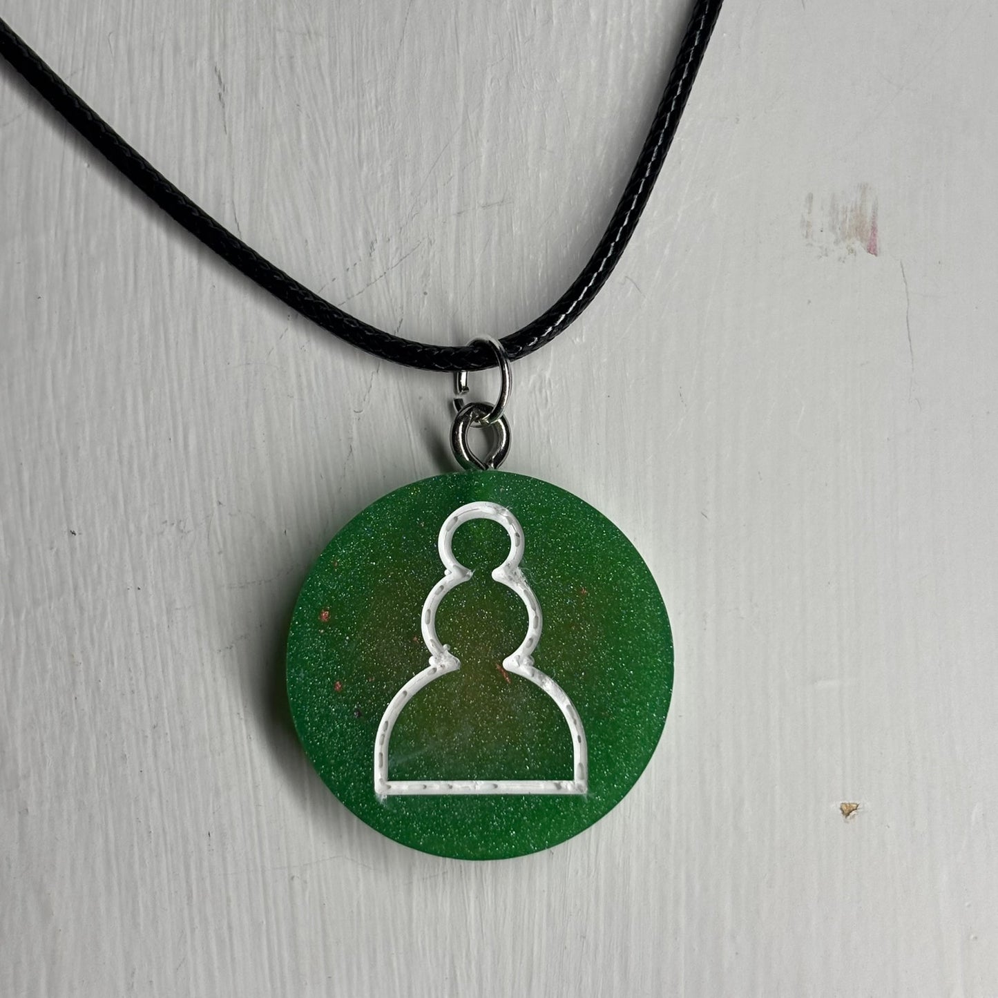 Green Pawn - Handmade Resin Chess Necklace