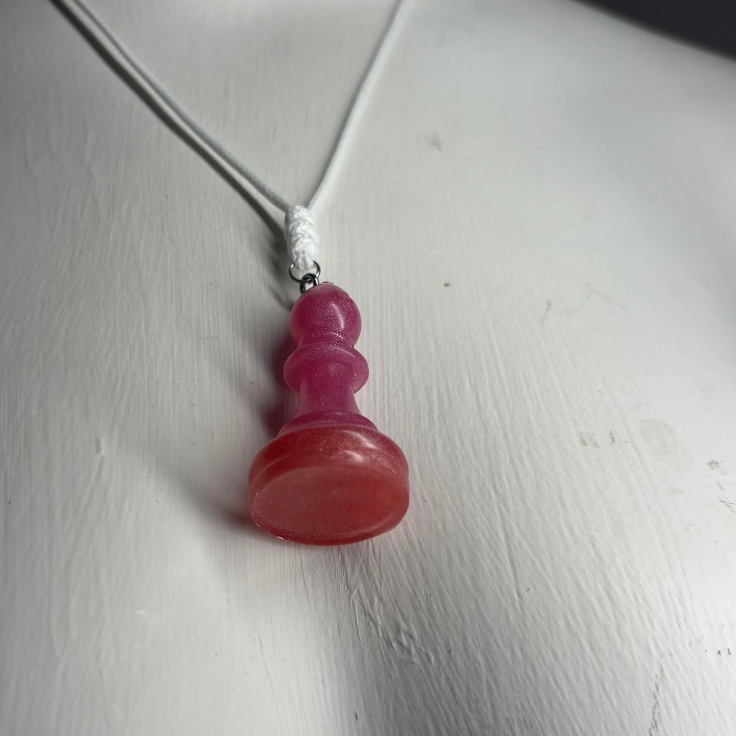Pink Bishop - Handmade Resin Chess Necklace