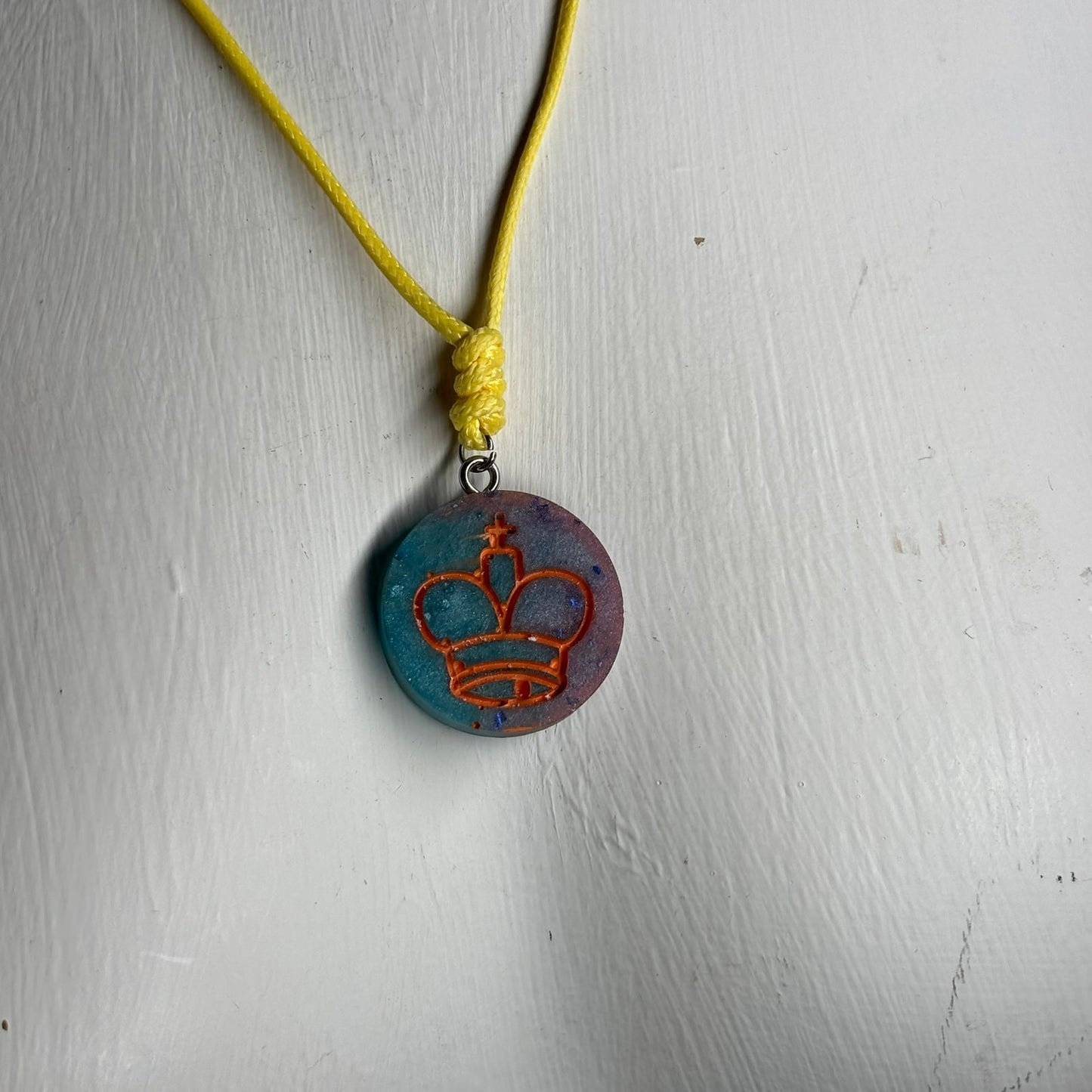 Miami Orange King - Handmade Resin Chess Necklace