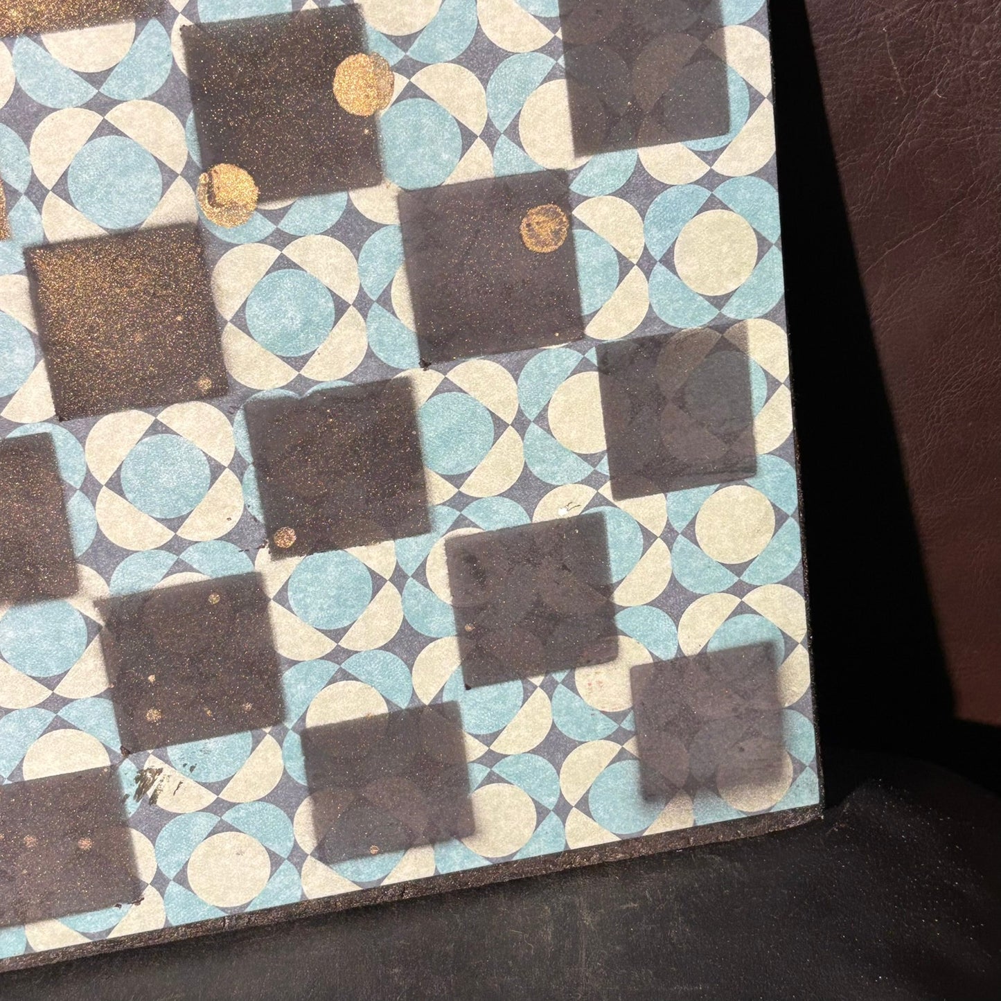 Blue Golden Hue Pattern - Scrapbook Chess Board