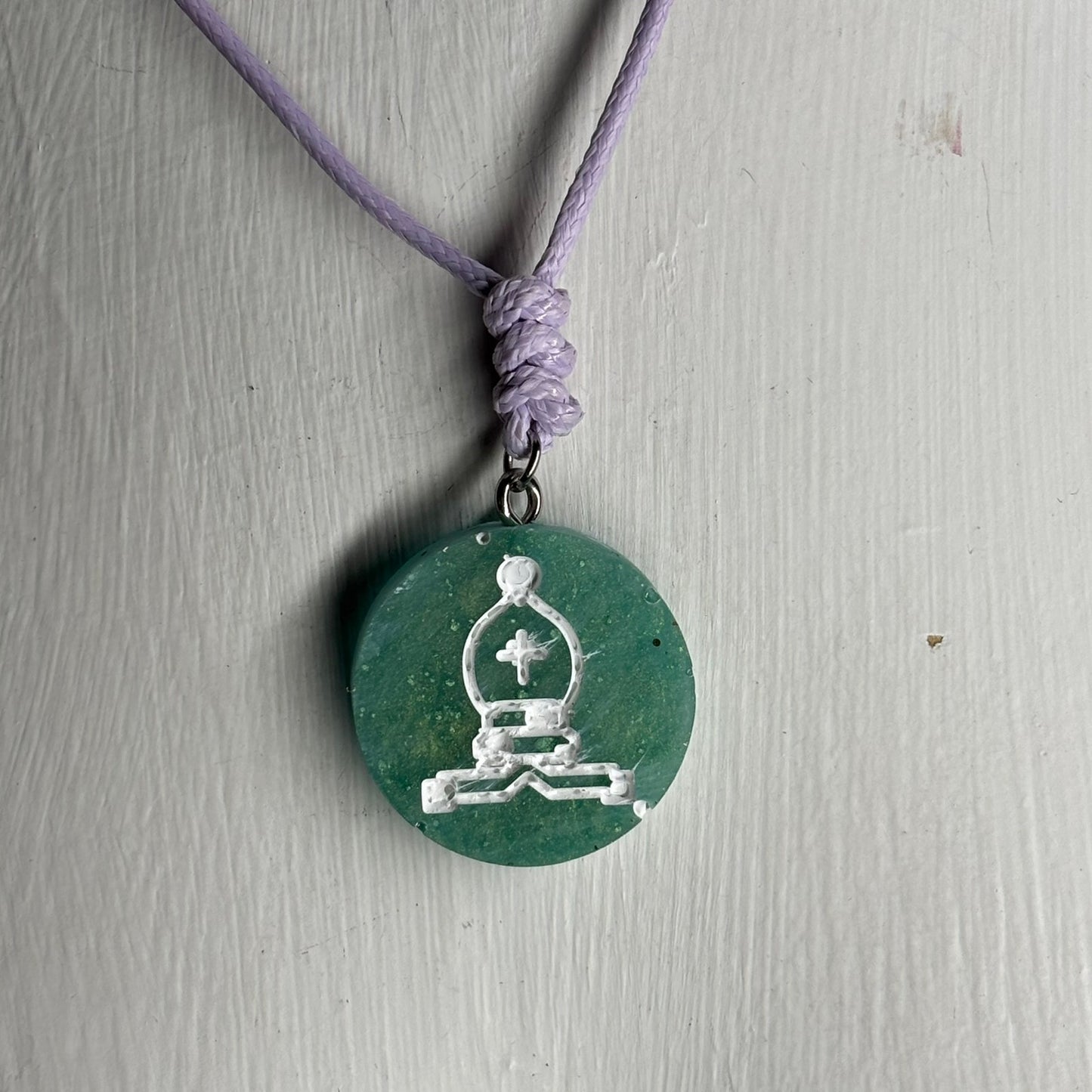 Green Bishop - Handmade Resin Chess Necklace