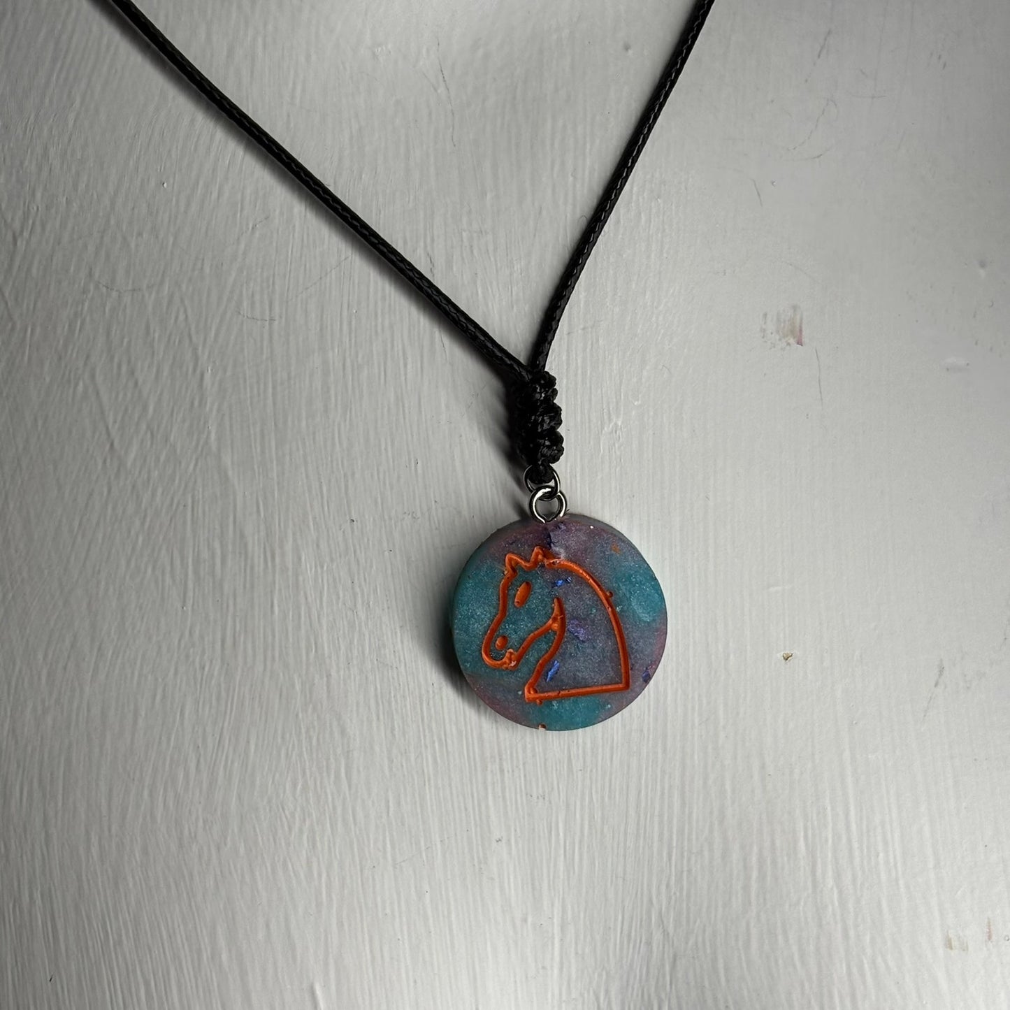 Orange Miami Knight - Handmade Resin Chess Necklace