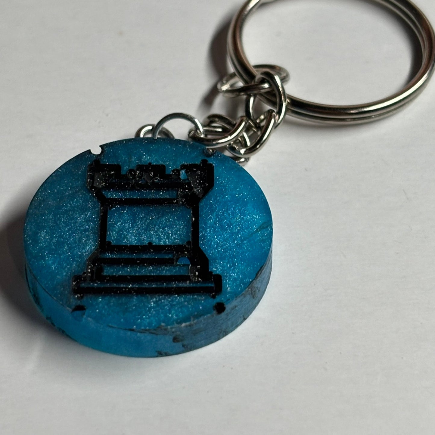 Deep Blue Rook - Handmade Resin Keychain - Flat Edition