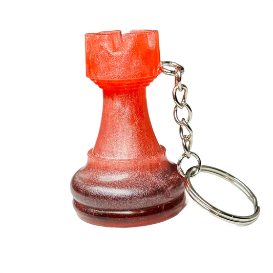 Flamed Top Rook - Handmade Resin Keychain - Large Edition