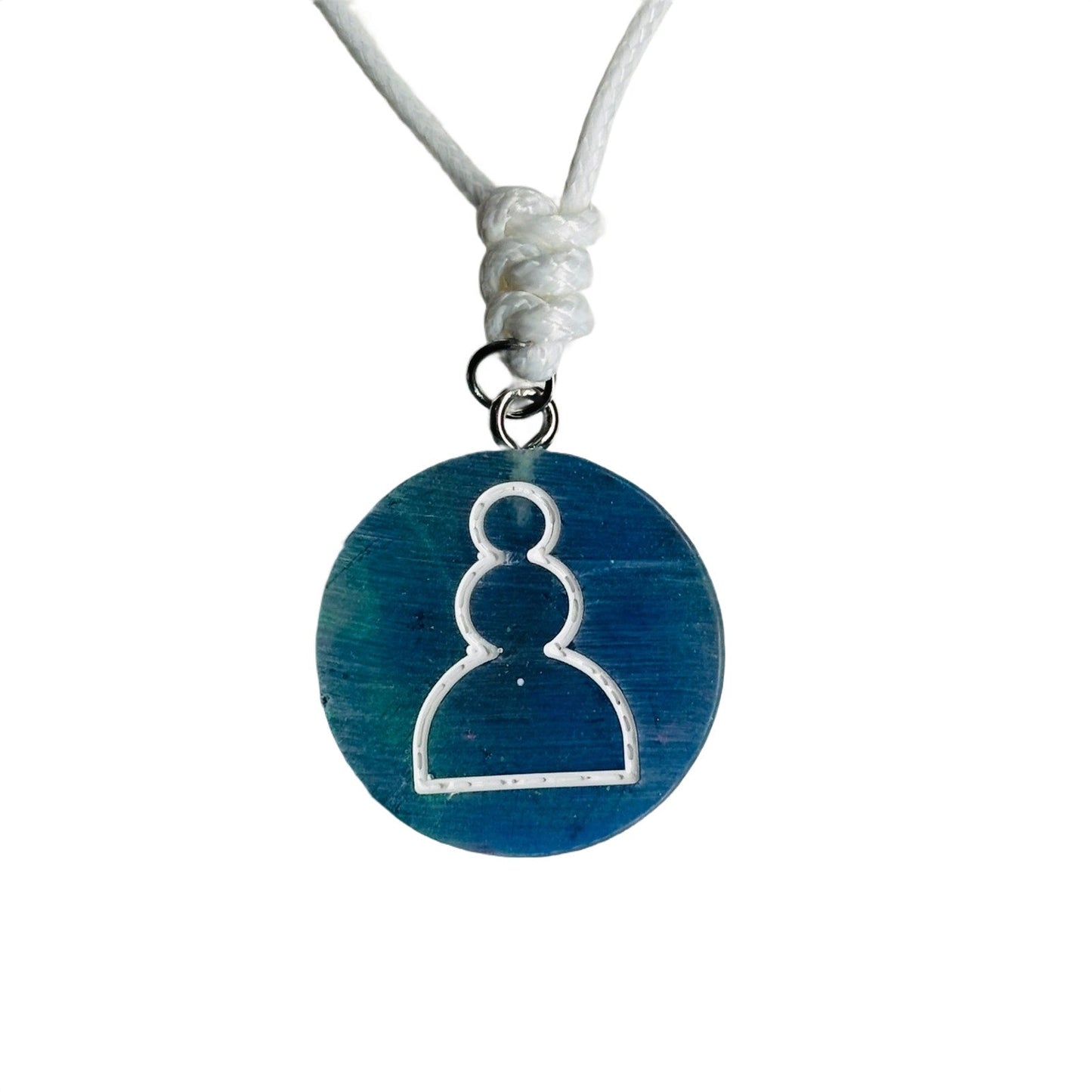 🎁 Brushed Blue Pawn - Handmade Resin Chess Necklace (100% off)