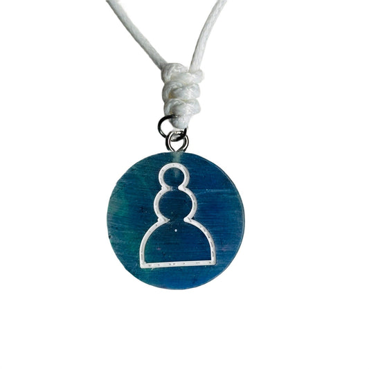 🎁 Brushed Blue Pawn - Handmade Resin Chess Necklace (100% off)