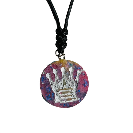Crystal Pink Queen - Handmade Resin Chess Necklace