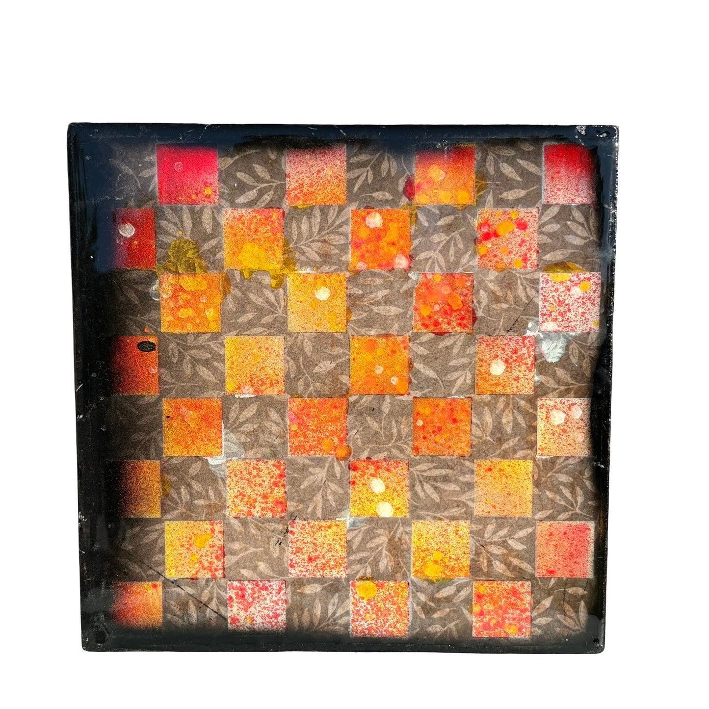 Fire Ember Orange - Resin Coated Chess Board