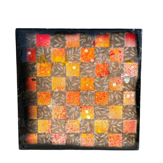 Fire Ember Orange - Resin Coated Chess Board