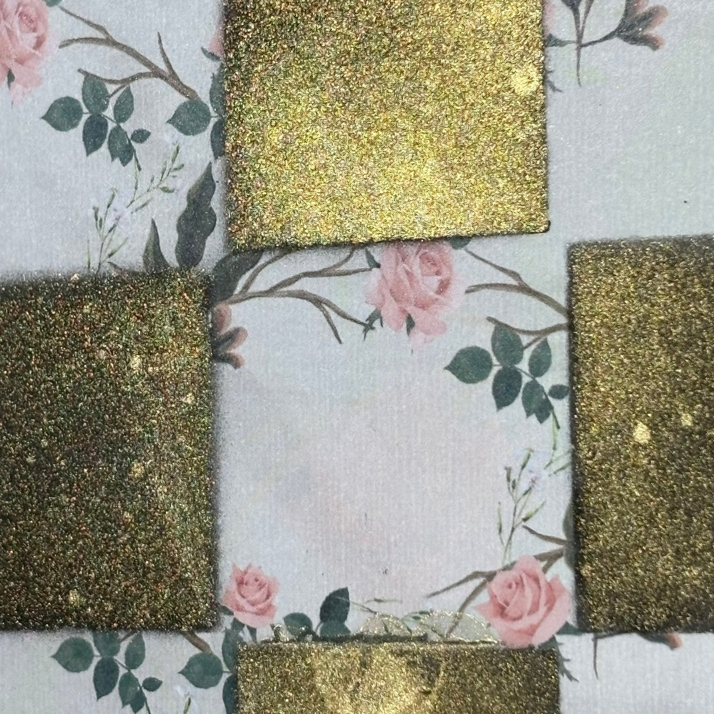 Golden Pink Flowers - Scrapbook Chess Board